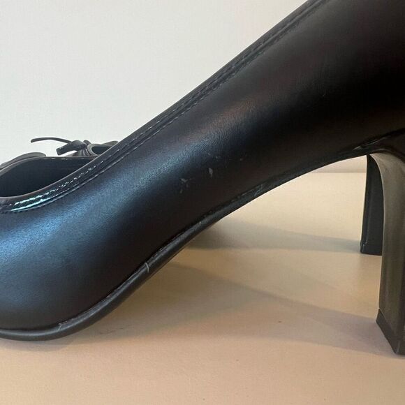 Predictions Heels Womens 9.5 Bow Black Casual Slip On Low Heel Office Career NEW - Picture 5 of 8